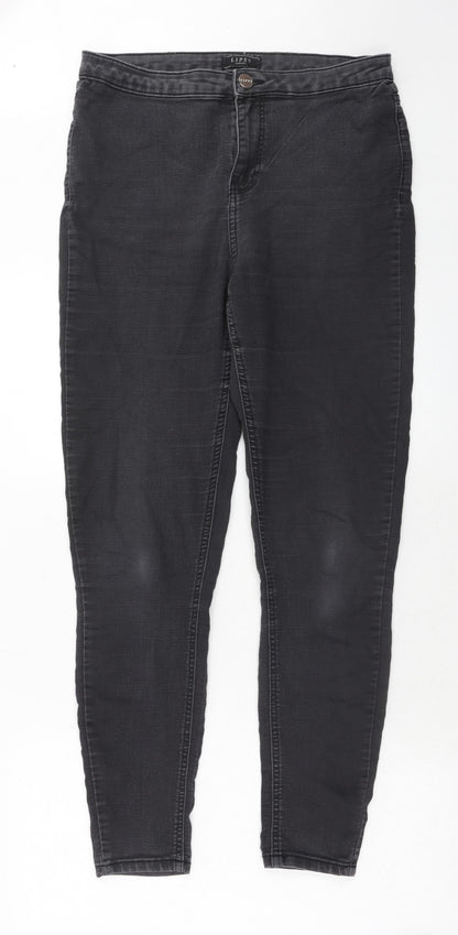 Lipsy Womens Grey Cotton Skinny Jeans Size 32 in Regular Zip