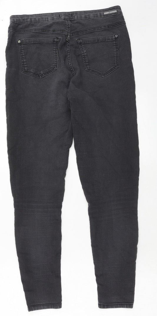 Lipsy Womens Grey Cotton Skinny Jeans Size 32 in Regular Zip