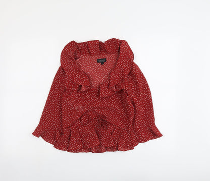 Womens UK Size 8 Topshop Red Basic Blouse