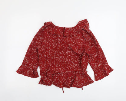 Womens UK Size 8 Topshop Red Basic Blouse