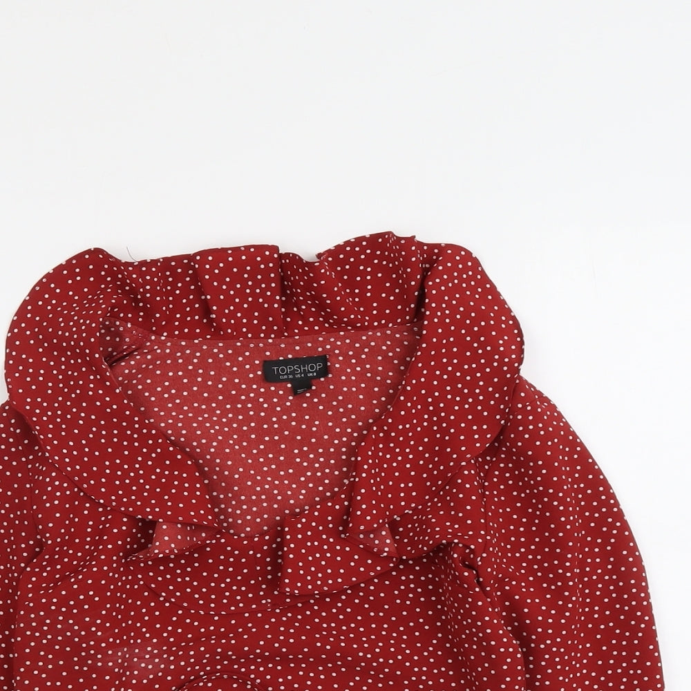 Womens UK Size 8 Topshop Red Basic Blouse