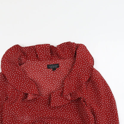 Womens UK Size 8 Topshop Red Basic Blouse