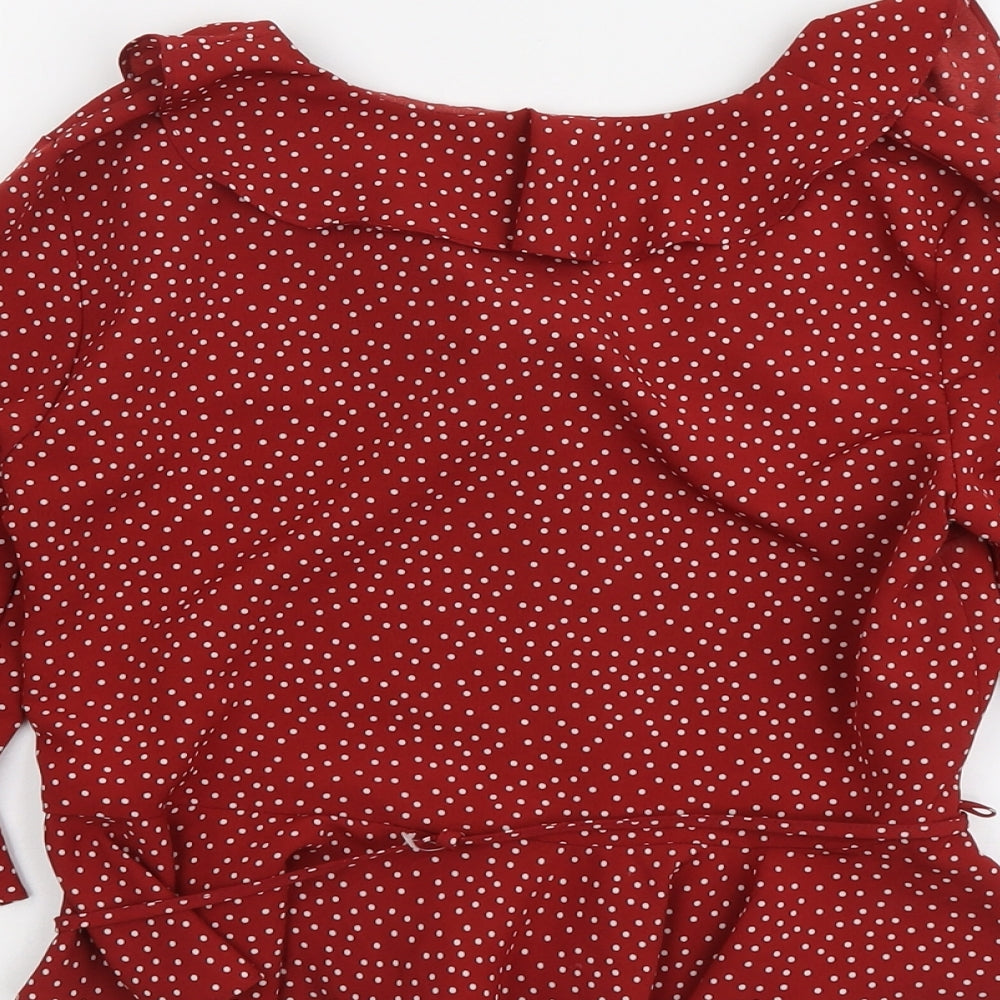 Womens UK Size 8 Topshop Red Basic Blouse
