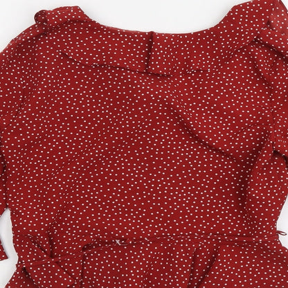 Womens UK Size 8 Topshop Red Basic Blouse
