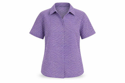 Vortex Womens Purple Geometric Polyester Basic Button-Up Size 6 Collared