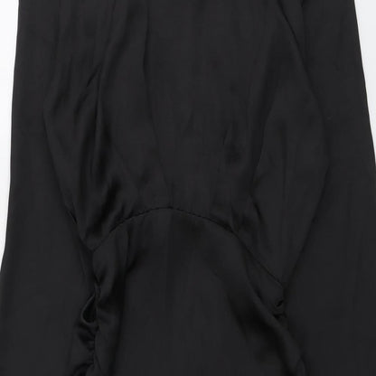 Zara Womens Black Polyester Shirt Dress Size XS Collared Zip