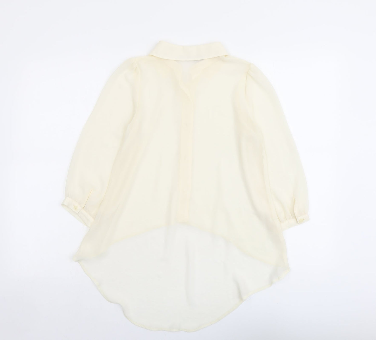 Miss Selfridge Womens Ivory Polyester Basic Button-Up Size 4 Collared - Asymmetric