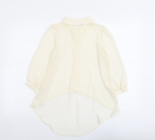 Miss Selfridge Womens Ivory Polyester Basic Button-Up Size 4 Collared - Asymmetric
