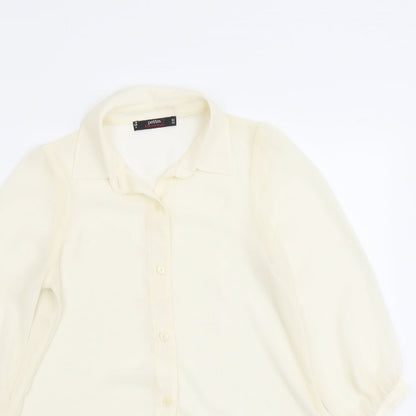 Miss Selfridge Womens Ivory Polyester Basic Button-Up Size 4 Collared - Asymmetric