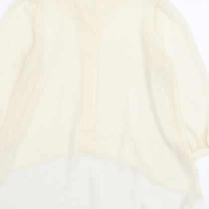 Miss Selfridge Womens Ivory Polyester Basic Button-Up Size 4 Collared - Asymmetric