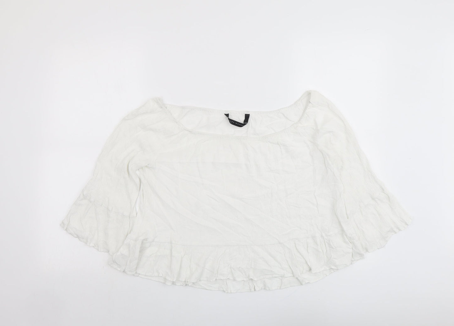 Womens UK Size L Zara White Basic Blouse