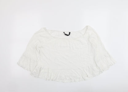 Womens UK Size L Zara White Basic Blouse