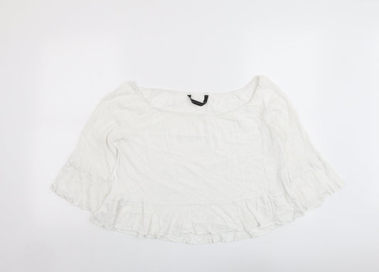 Womens UK Size L Zara White Basic Blouse