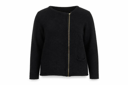 La Redoute Womens Black Round Neck Acrylic Full Zip Jumper Size 18