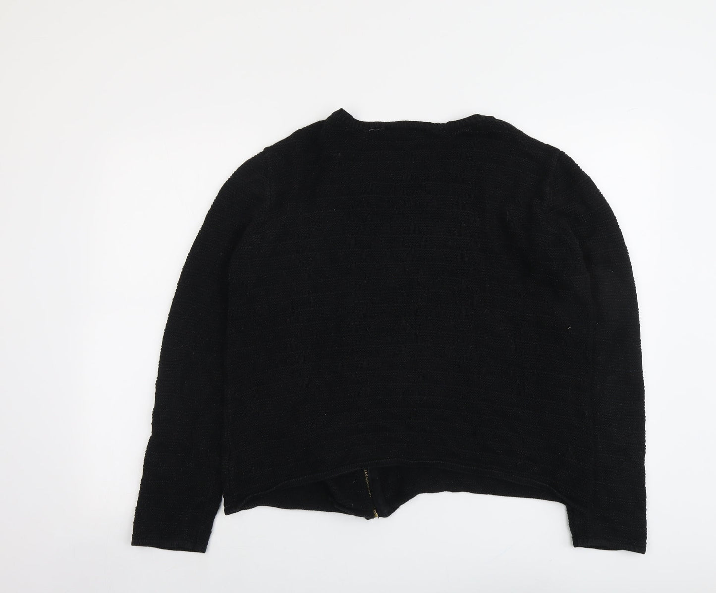 La Redoute Womens Black Round Neck Acrylic Full Zip Jumper Size 18