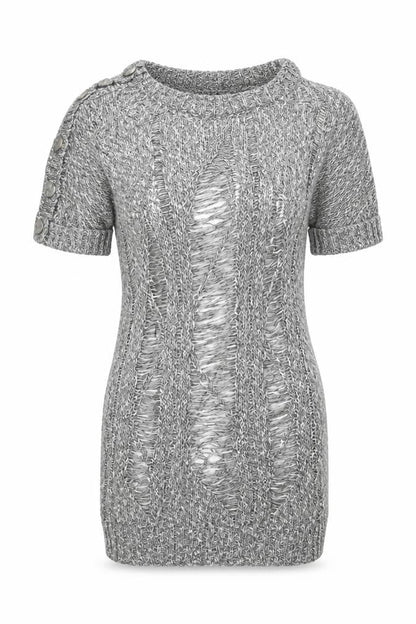 Moku Womens Grey Boat Neck Acrylic Pullover Jumper Size M - Cold Shoulder