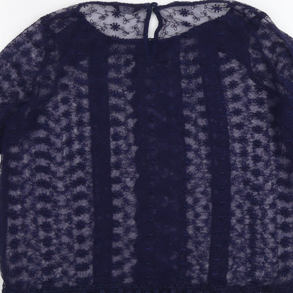 Womens UK Size 10 M&Co Blue Basic Blouse