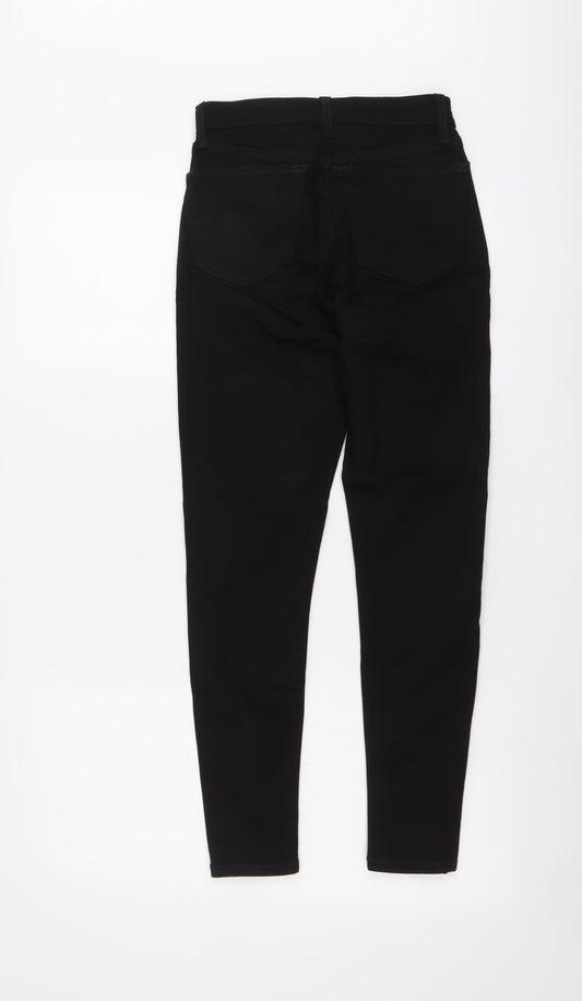 Topshop Womens Black Cotton Skinny Jeans Size 25 in L26 in Regular Button