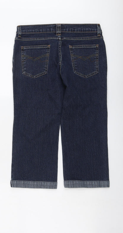 Per Una Womens Blue Cotton Straight Jeans Size 8 L20 in Regular Button