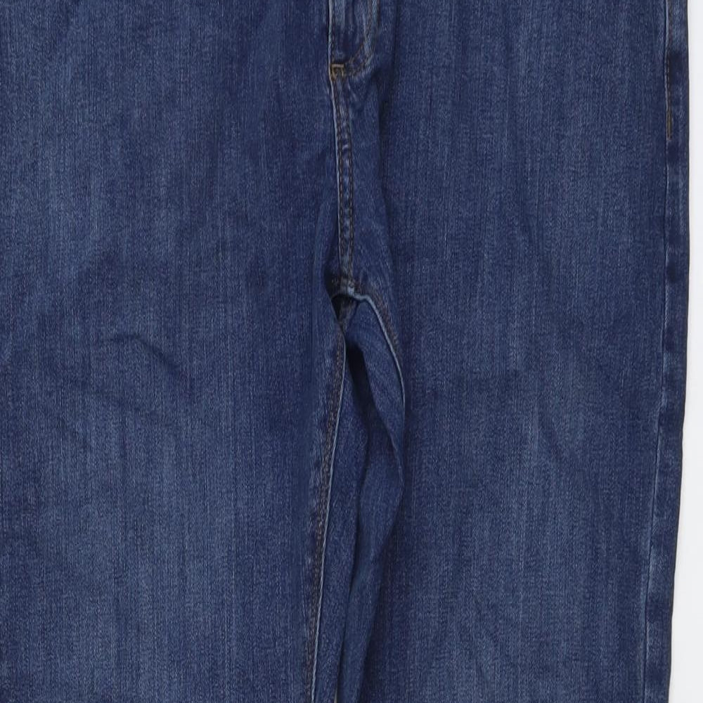 Marks and Spencer Mens Blue Cotton Straight Jeans Size 34 in L33 in Slim Button