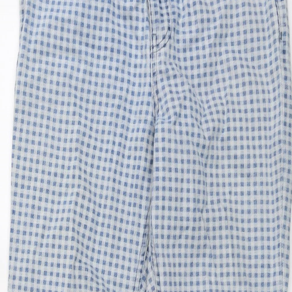 Topshop Womens Blue Geometric Cotton Straight Jeans Size 28 in L26 in Regular Button