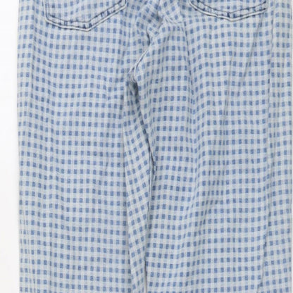 Topshop Womens Blue Geometric Cotton Straight Jeans Size 28 in L26 in Regular Button