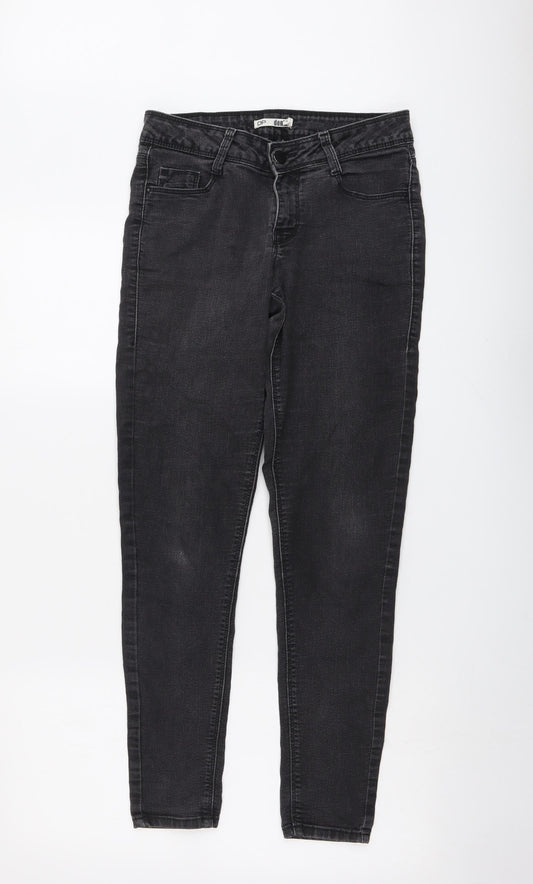 Dorothy Perkins Womens Grey Cotton Skinny Jeans Size 10 L28 in Regular Button