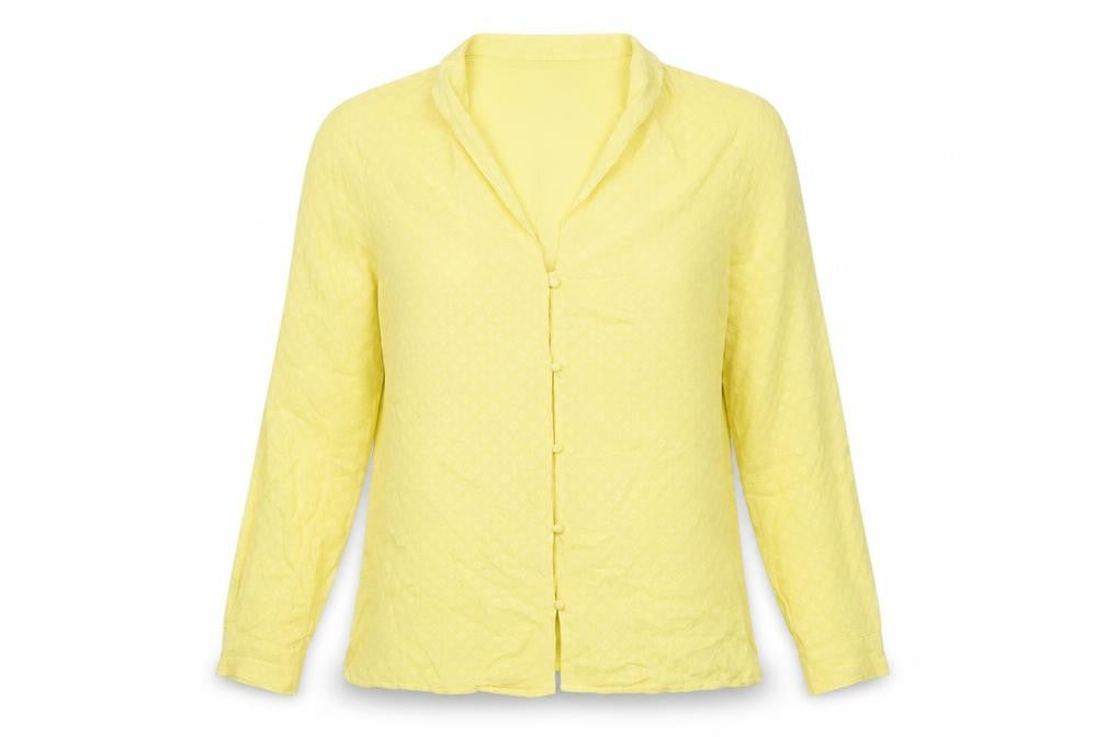 Womens UK Size S ICHI Yellow Basic Button-Up