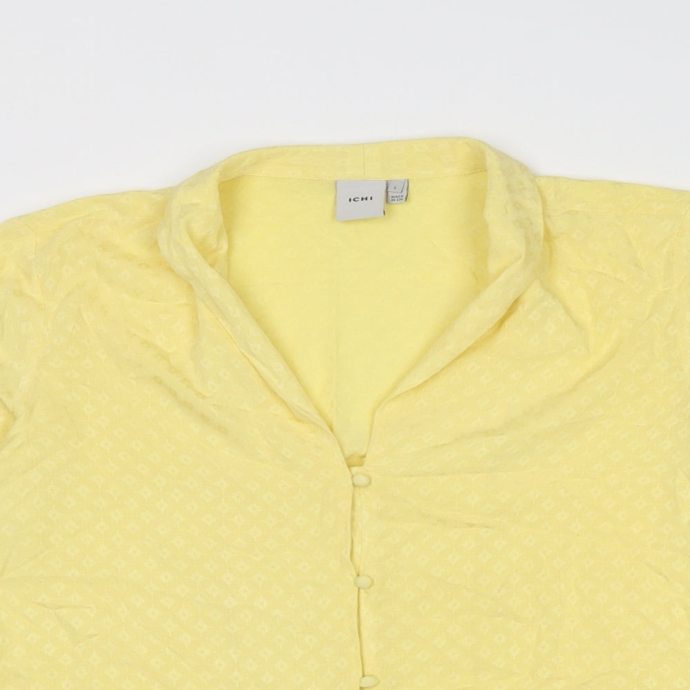 Womens UK Size S ICHI Yellow Basic Button-Up
