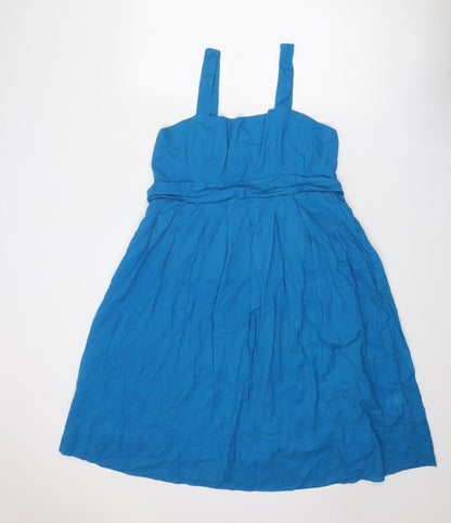 Ethel Austin Womens Blue Polyester Tank Dress Size 14 Square Neck Pullover