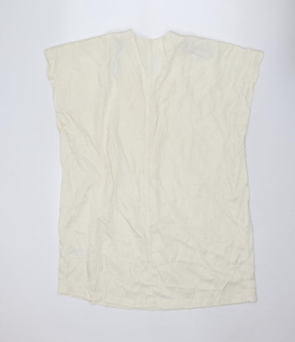 H&M Womens Ivory Polyester Trapeze & Swing Size XS V-Neck Pullover