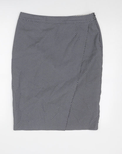 NEXT Womens Blue Geometric Polyester Straight & Pencil Skirt Size 14 Zip