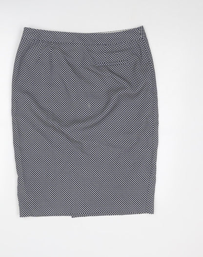 NEXT Womens Blue Geometric Polyester Straight & Pencil Skirt Size 14 Zip