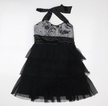 Cruise Womens Black Polyester Fit & Flare Size 8 Halter Zip