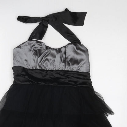 Cruise Womens Black Polyester Fit & Flare Size 8 Halter Zip