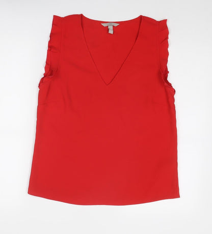 Womens UK Size 10 H&M Red Basic Blouse