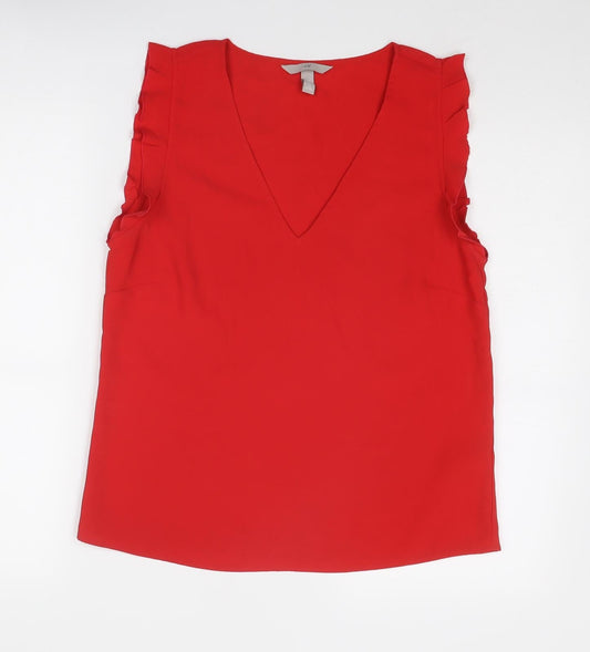 Womens UK Size 10 H&M Red Basic Blouse