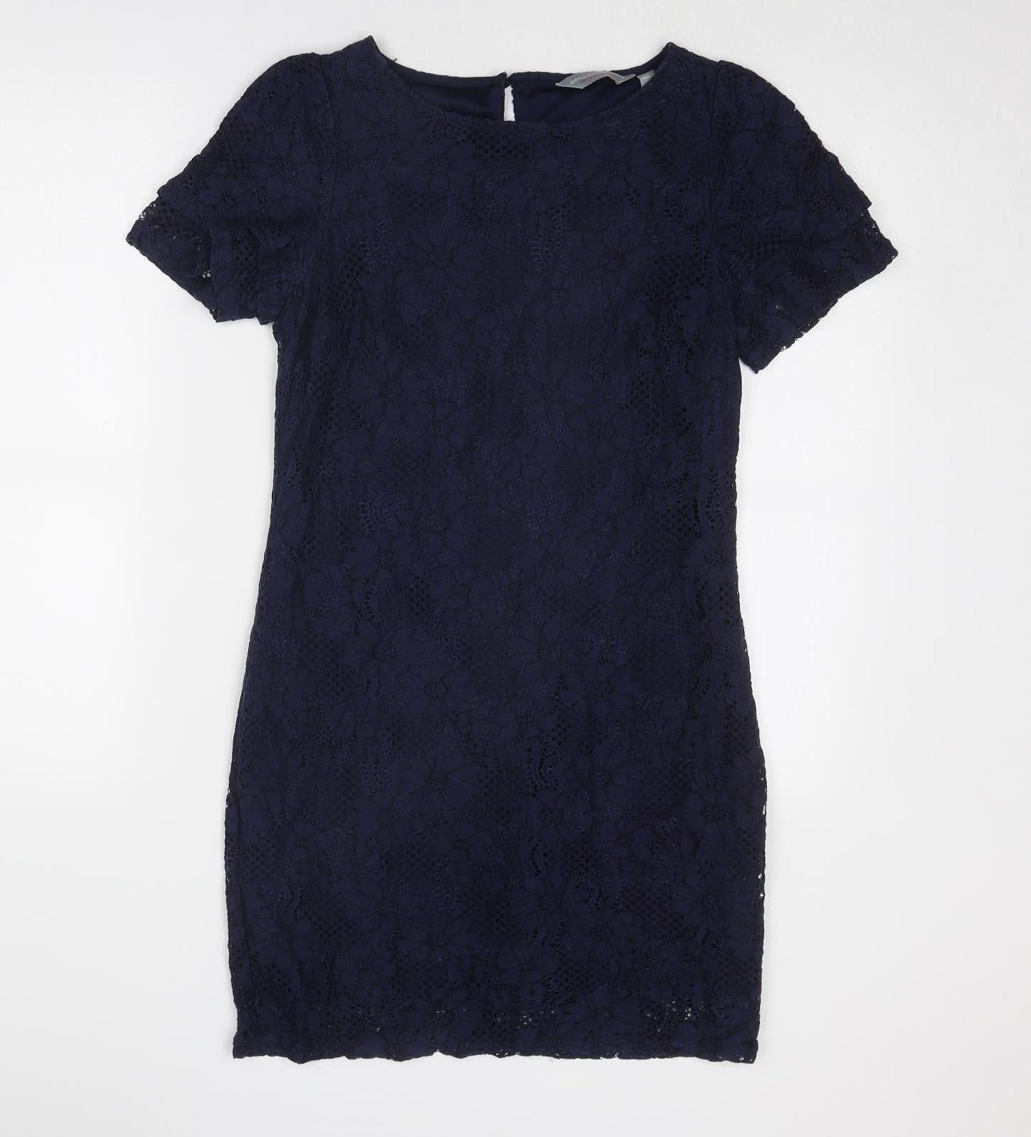 Dorothy Perkins Womens Blue Cotton Shift Size 10 Boat Neck Button