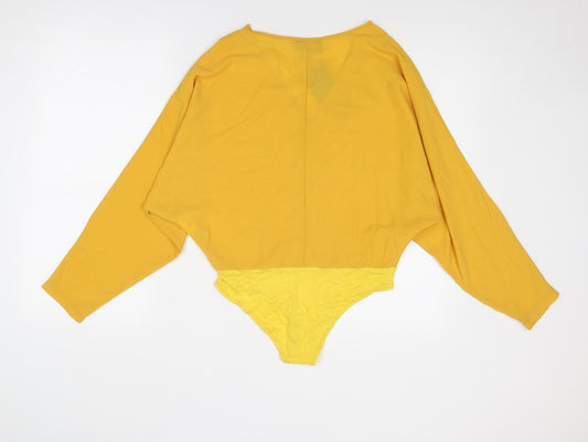 AX Paris Womens Yellow Polyester Bodysuit One-Piece Size 10 Snap