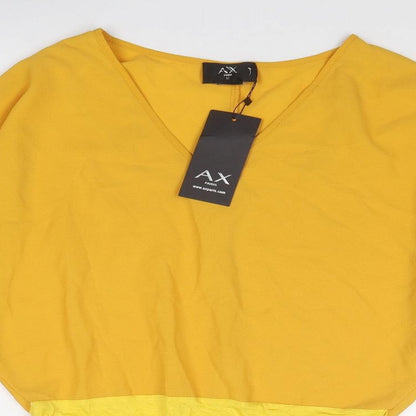 AX Paris Womens Yellow Polyester Bodysuit One-Piece Size 10 Snap