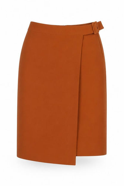 Marks and Spencer Womens Brown Polyester Wrap Skirt Size 6 Zip