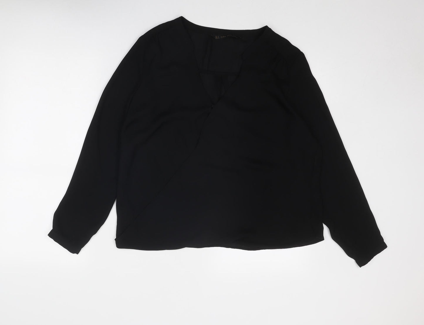Womens UK Size M Zara Black Basic Blouse