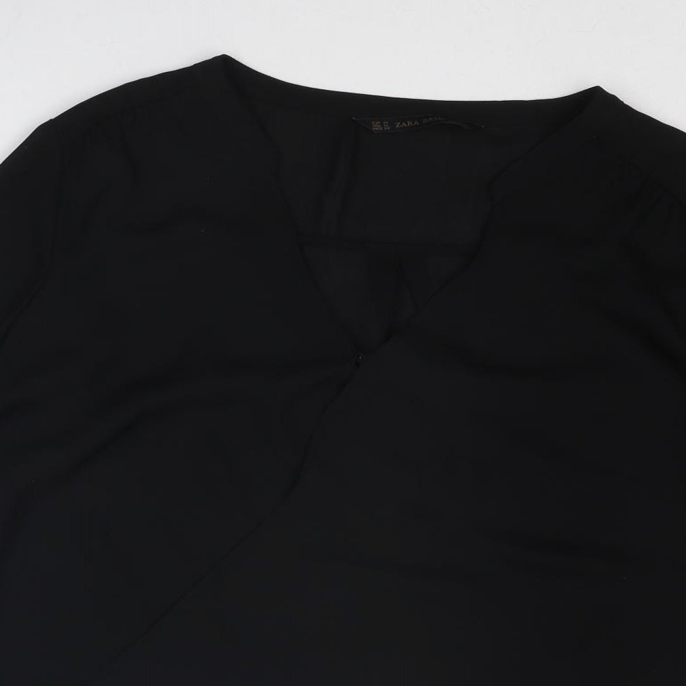 Womens UK Size M Zara Black Basic Blouse
