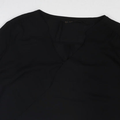Womens UK Size M Zara Black Basic Blouse
