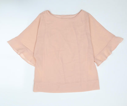 Capsule Womens Pink Polyester Basic Blouse Size 12 Boat Neck