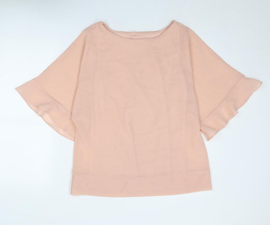 Capsule Womens Pink Polyester Basic Blouse Size 12 Boat Neck