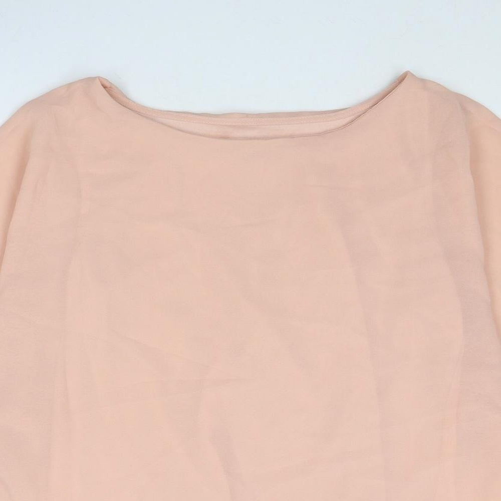 Capsule Womens Pink Polyester Basic Blouse Size 12 Boat Neck