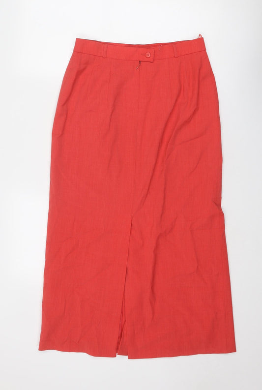 Basler Women's Red Wool Long A-Line Skirt Size 30 in