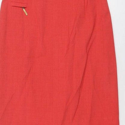 Basler Women's Red Wool Long A-Line Skirt Size 30 in