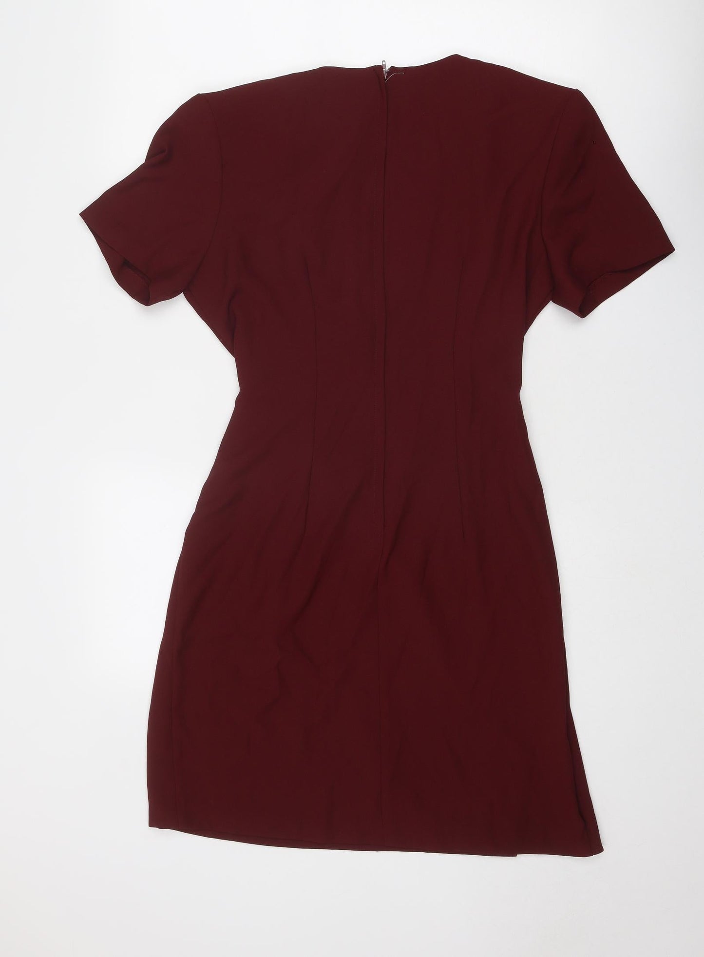 Braemar Womens Red Polyester Shift Size 8 V-Neck Zip